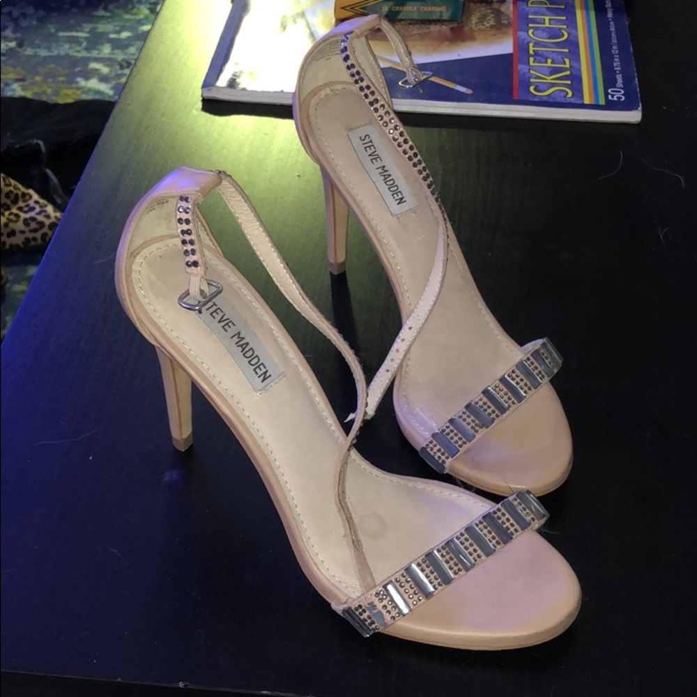 Steve Madden two strap nude heels embellished sexy